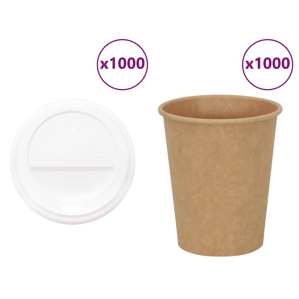 Papírové Kelímky Na Kávu S Víčky 1000 Pcs 8Oz 200Ml