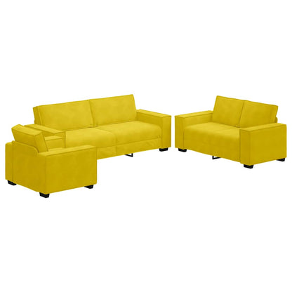3Dílná Sedací Souprava S Poduškami Žlutá Samet
