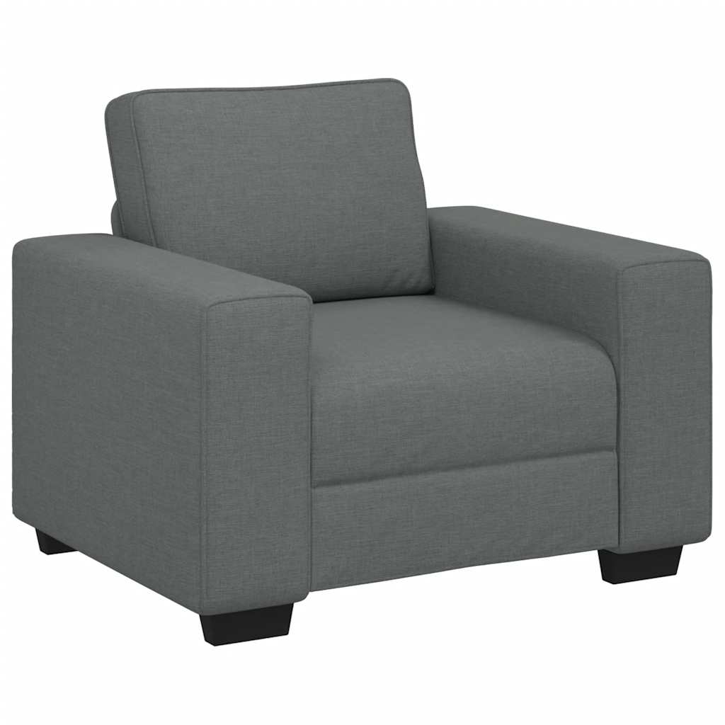 3Dílná Sedací Souprava S Poduškami Tmavě Šedá Textil