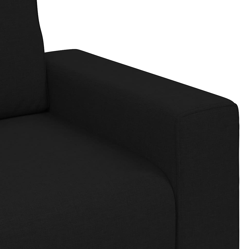 3Dílná Sedací Souprava S Poduškami Černá Textil