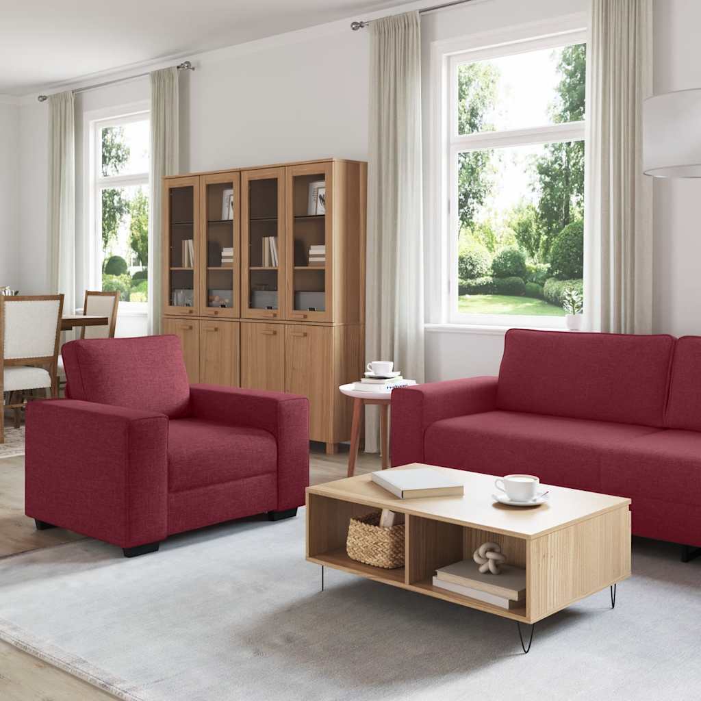3Dílná Sedací Souprava S Poduškami Vínová Textil