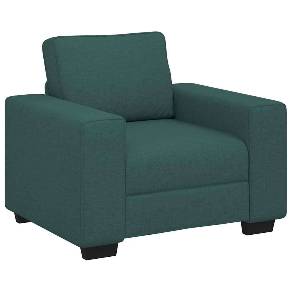 3Dílná Sedací Souprava S Poduškami Tmavě Zelená Textil
