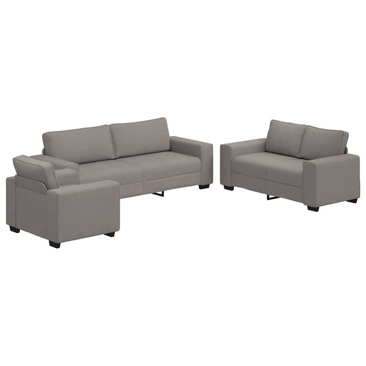 3Dílná Sedací Souprava S Poduškami Taupe Textil