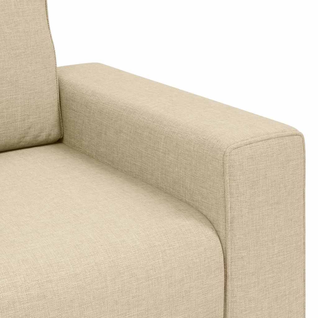 3Dílná Sedací Souprava S Poduškami Krémová Textil