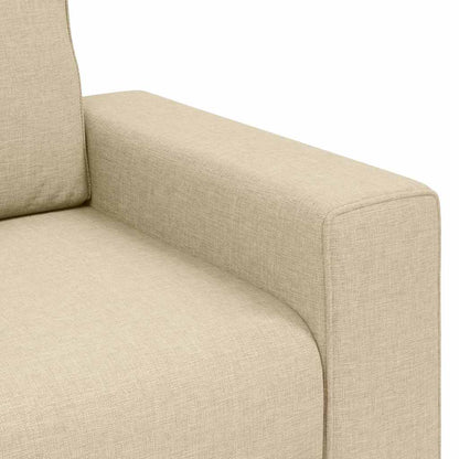 3Dílná Sedací Souprava S Poduškami Krémová Textil