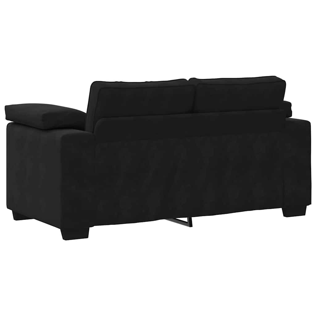 3Dílná Sedací Souprava S Poduškami Černá Samet