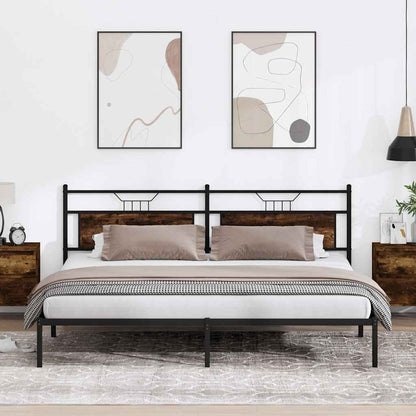 Kovový Rám Postele Bez Matrace Kouřový Dub