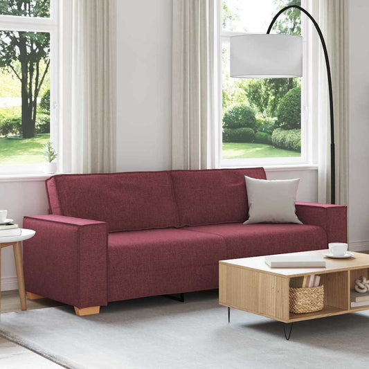 3-Místné Sofa Víno Červené 220 Cm Textil