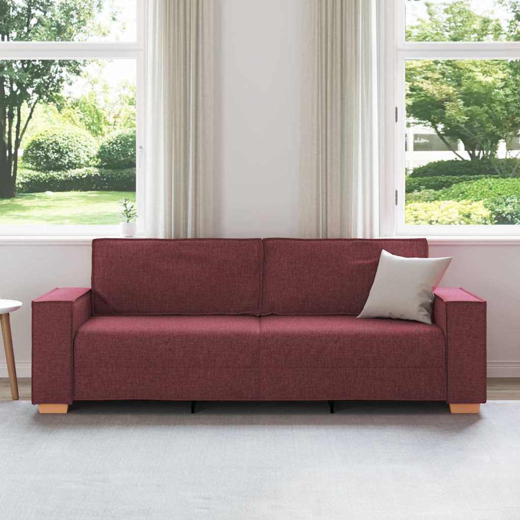 3-Místné Sofa Víno Červené 220 Cm Textil