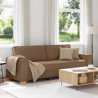 3-Místné Sofa Hnědá 220 Cm Textil
