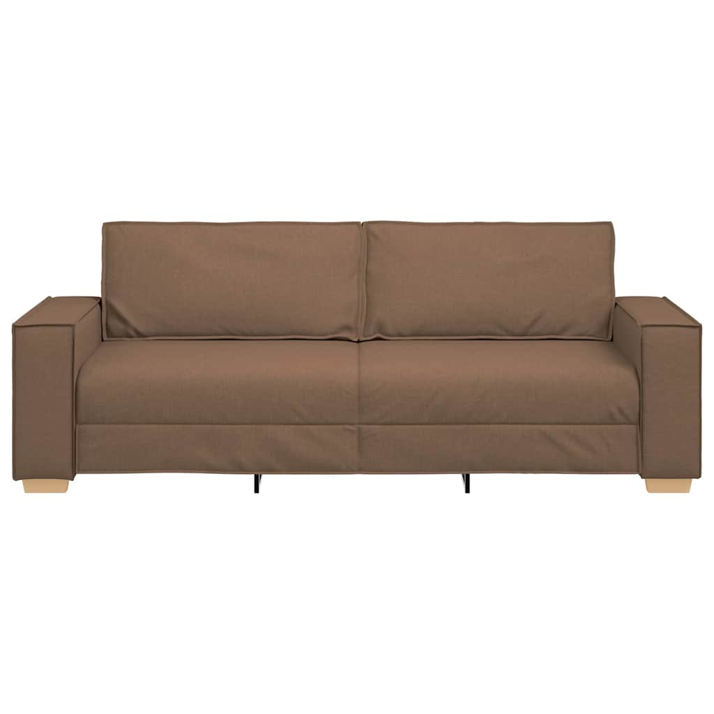 3-Místné Sofa Hnědá 220 Cm Textil