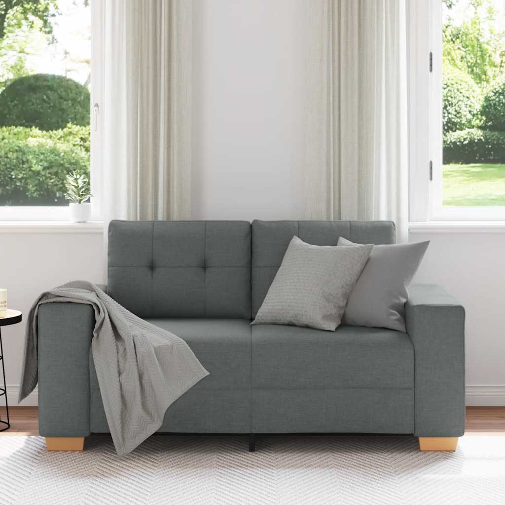 Loveseat Sofa Dark Grey 120 Cm Fabric