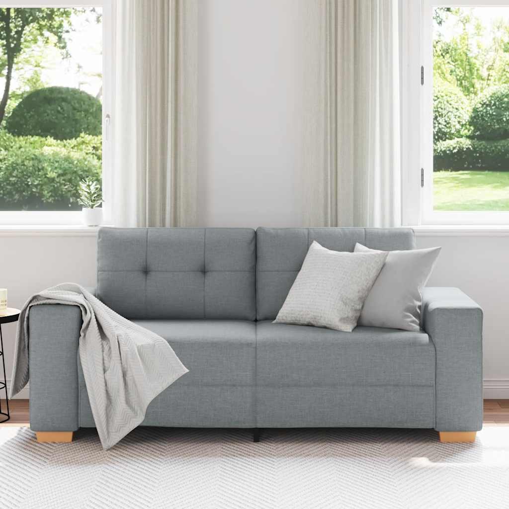 Loveseat Sofa Světle Šedá 140 Cm Textil Černá