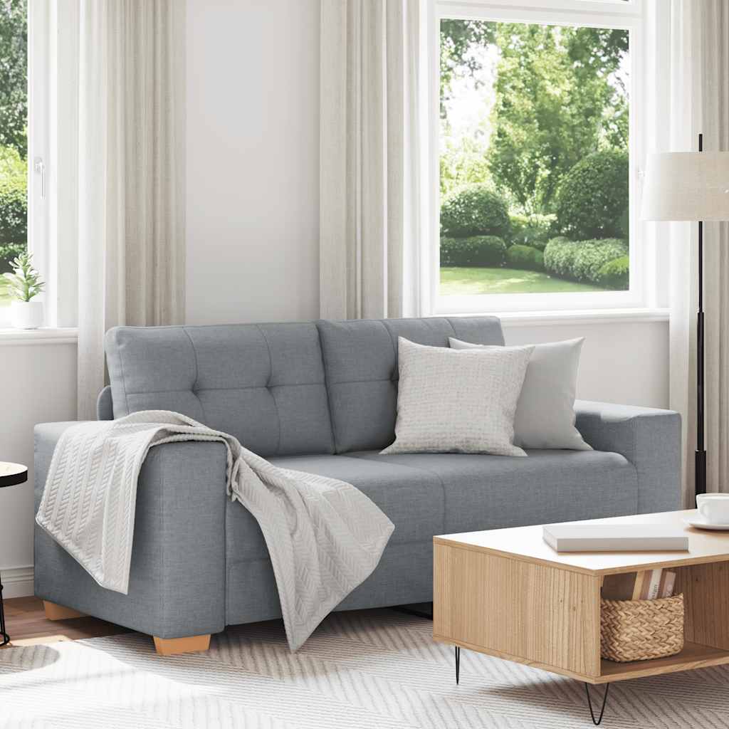 Loveseat Sofa Světle Šedá 140 Cm Textil Černá