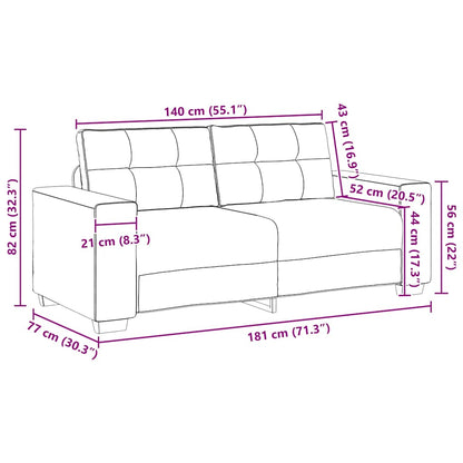 Loveseat Sofa Tmavě Šedá 140 Cm Textil