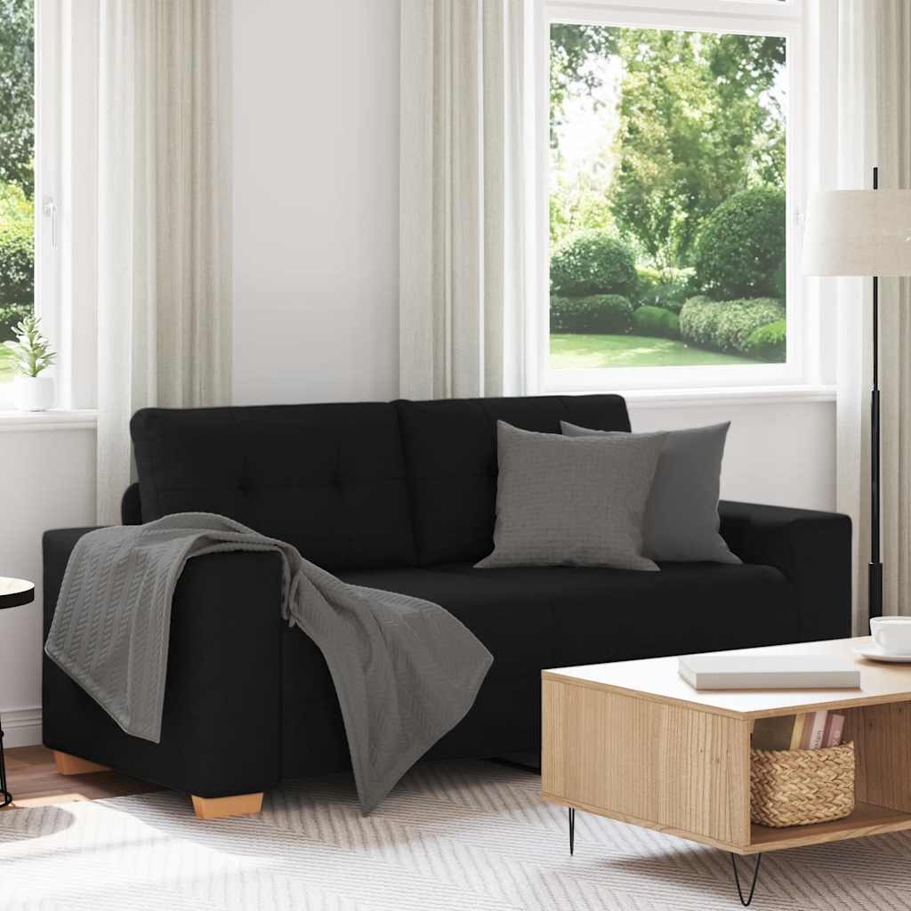 Loveseat Sofa Černý 140 Cm Textil