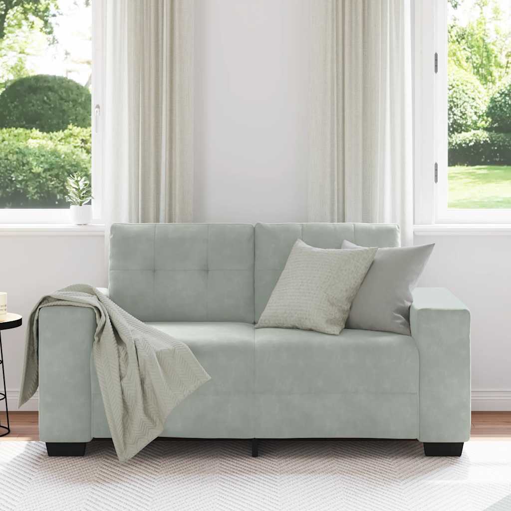 Loveseat Sofa Světle Šedá 120 Cm Samet
