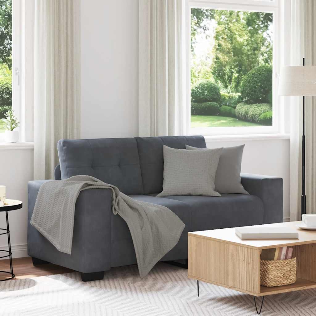 Loveseat Sofa Tmavě Šedá 120 Cm Samet