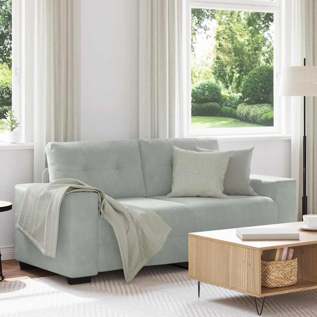 Loveseat Sofa Světle Šedá 140 Cm Samet Černá