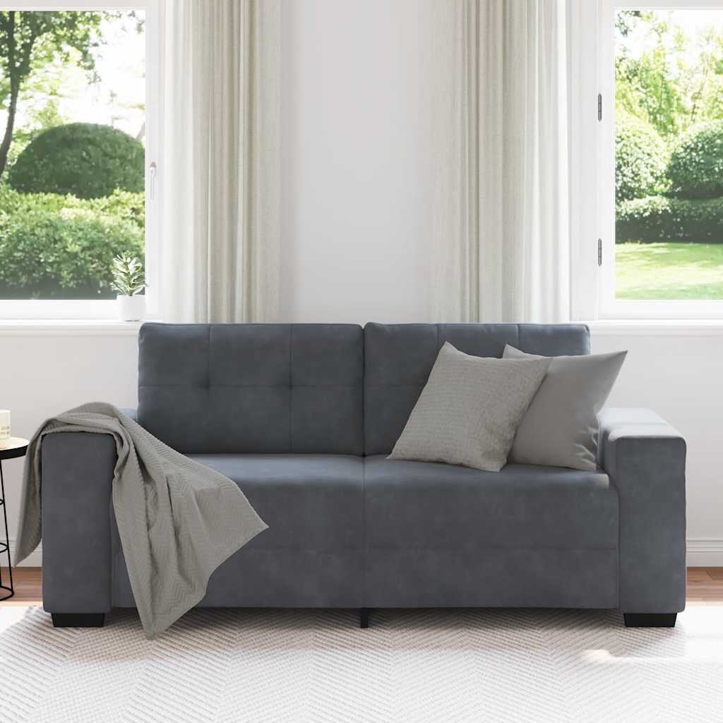 Loveseat Sofa Tmavě Šedá 140 Cm Samet