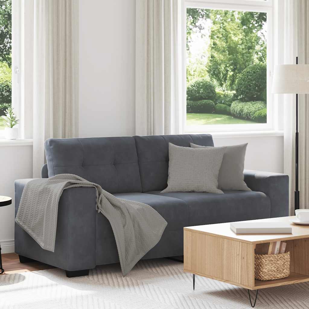 Loveseat Sofa Tmavě Šedá 140 Cm Samet