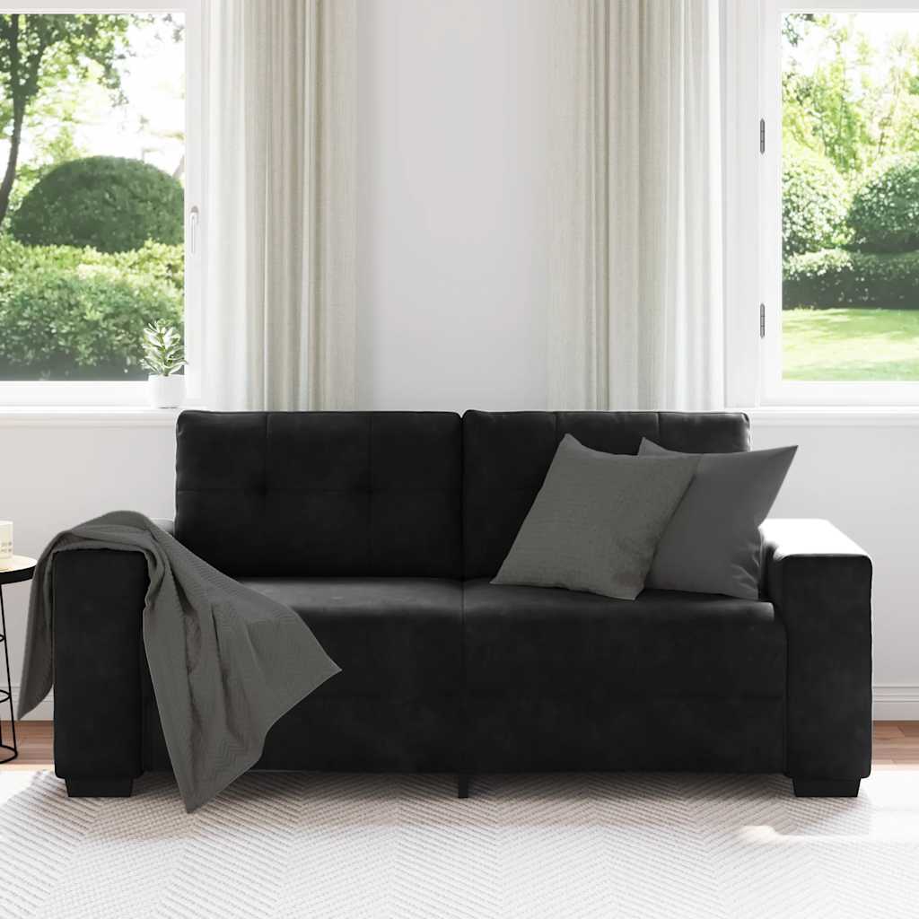 Loveseat Sofa Černý 140 Cm Samet