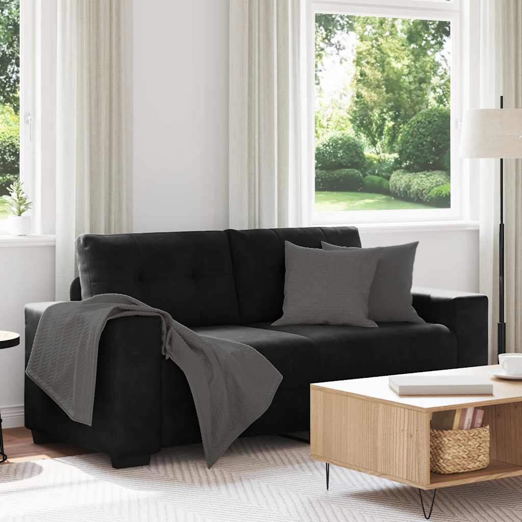 Loveseat Sofa Černý 140 Cm Samet