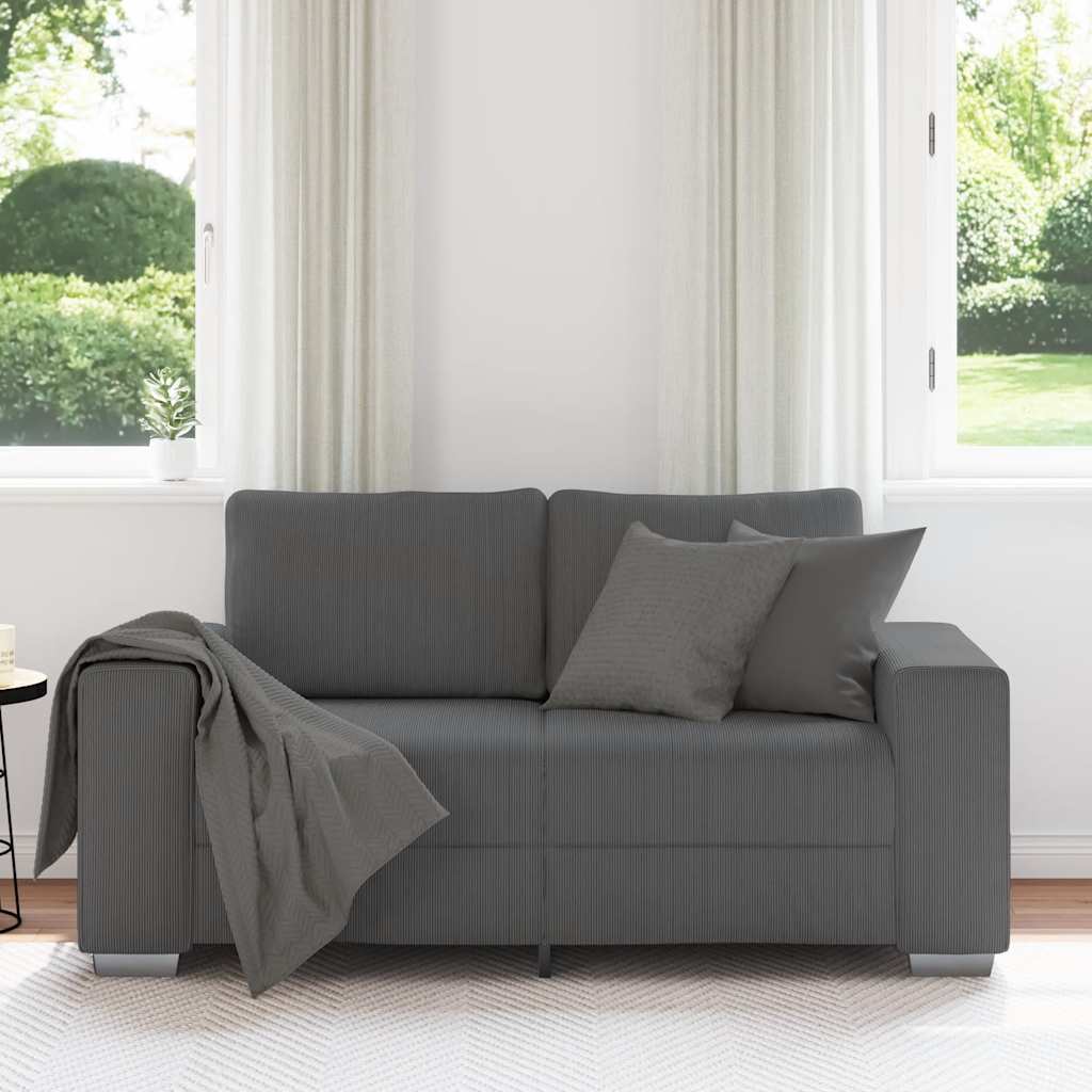 Loveseat Sofa Tmavě Šedé 160X77X82 Cm Manšestrová Tkanina