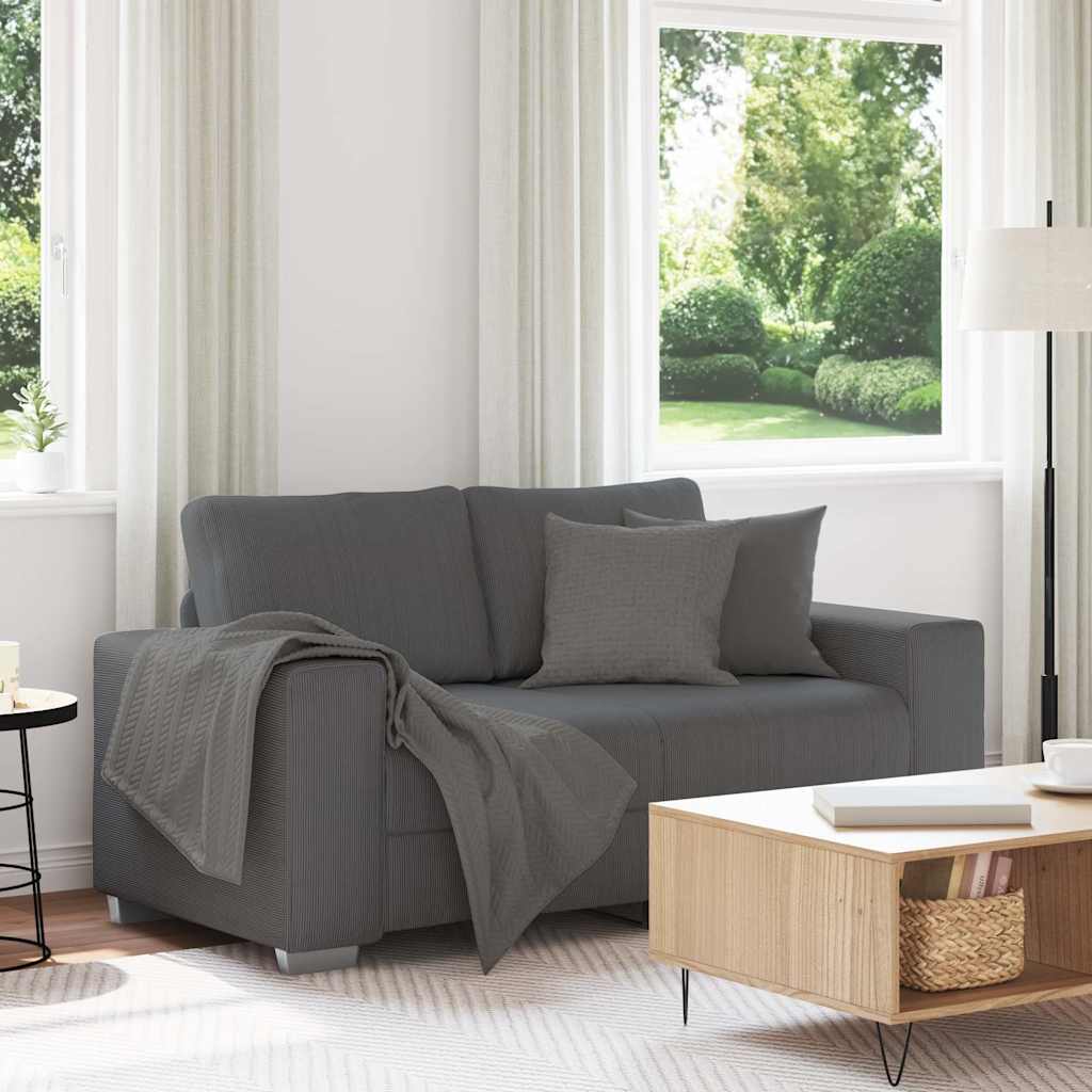 Loveseat Sofa Tmavě Šedé 160X77X82 Cm Manšestrová Tkanina