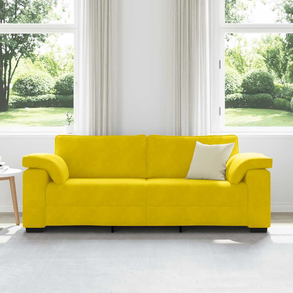 3Místná Pohovka Žlutá 220 X 77 X 82 Cm Sametová
