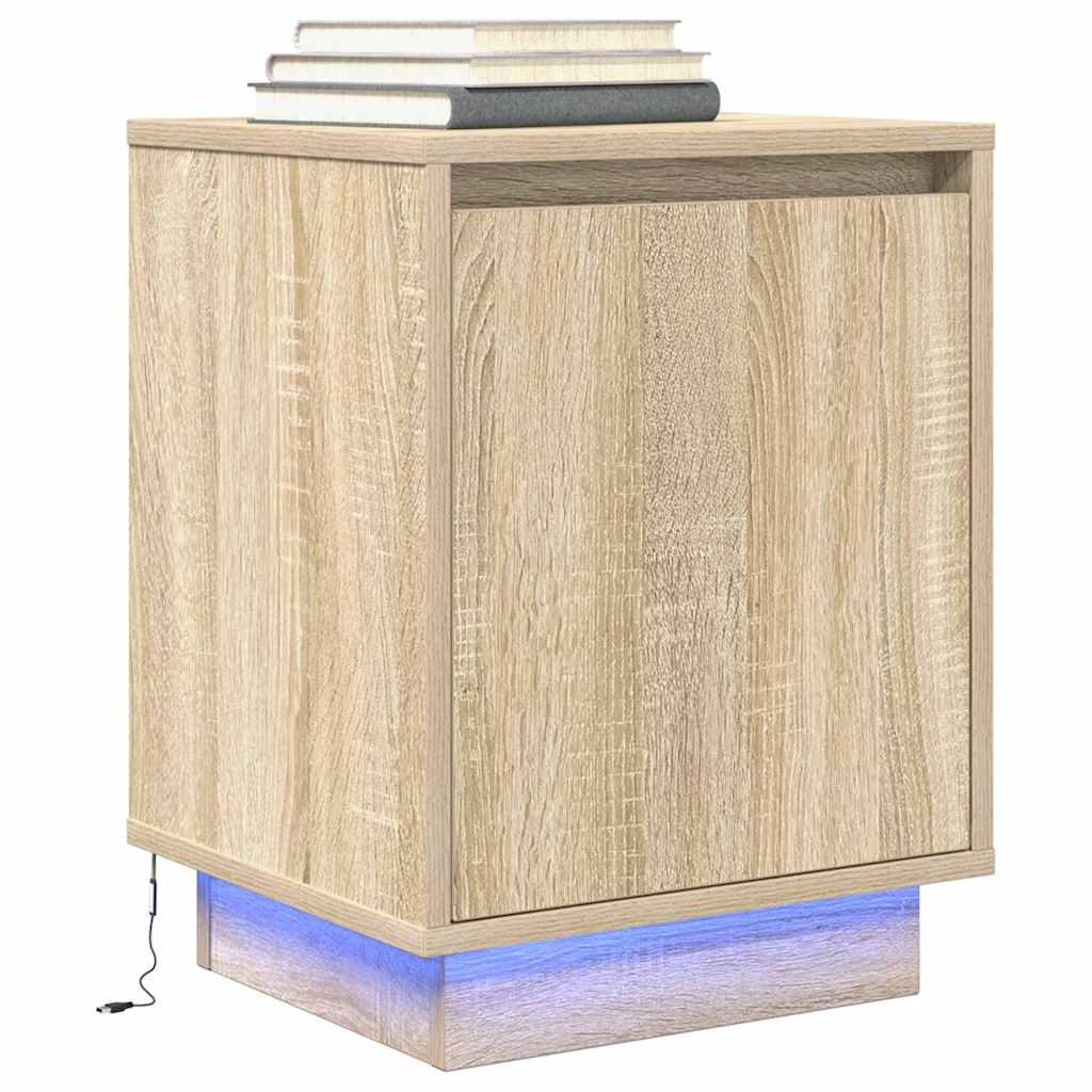 Noční Skříňka S Led Osvětlením Řemeslnický Dub 38X34X50 Cm