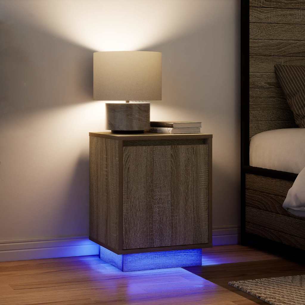 Noční Skříňka S Led Osvětlením Řemeslnický Dub 38X34X50 Cm