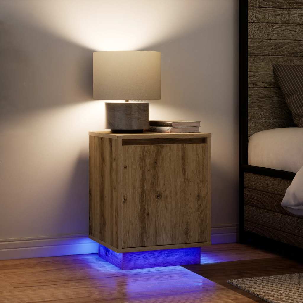 Noční Skříňka S Led Osvětlením Řemeslnický Dub 38X34X50 Cm