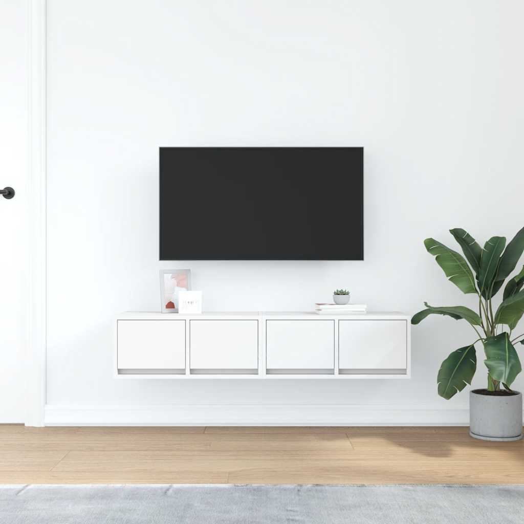 Tv Skříňky 2 Ks Bílá 60X31X25,5 Cm Dřevěná Konstrukce