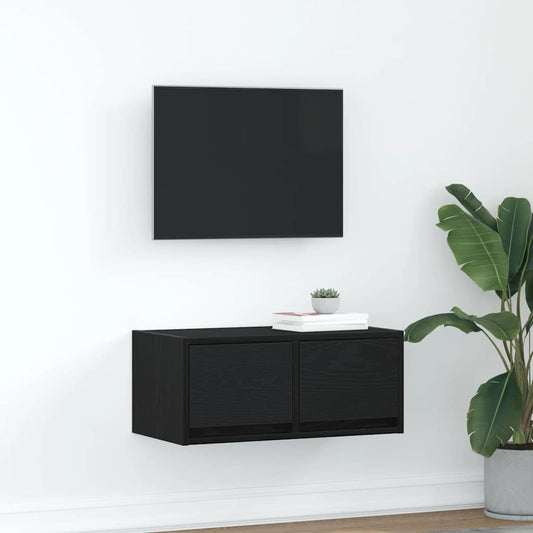 Tv Skříňka Černý Dub 60X31X25,5 Cm Dřevěná Konstrukce