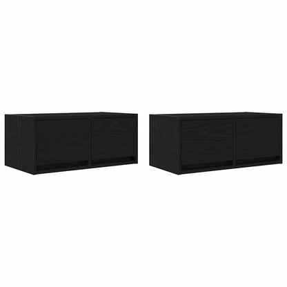 Tv Skříňky 2 Ks Dub Černý 60X31X25,5 Cm Dřevěné Konstrukce
