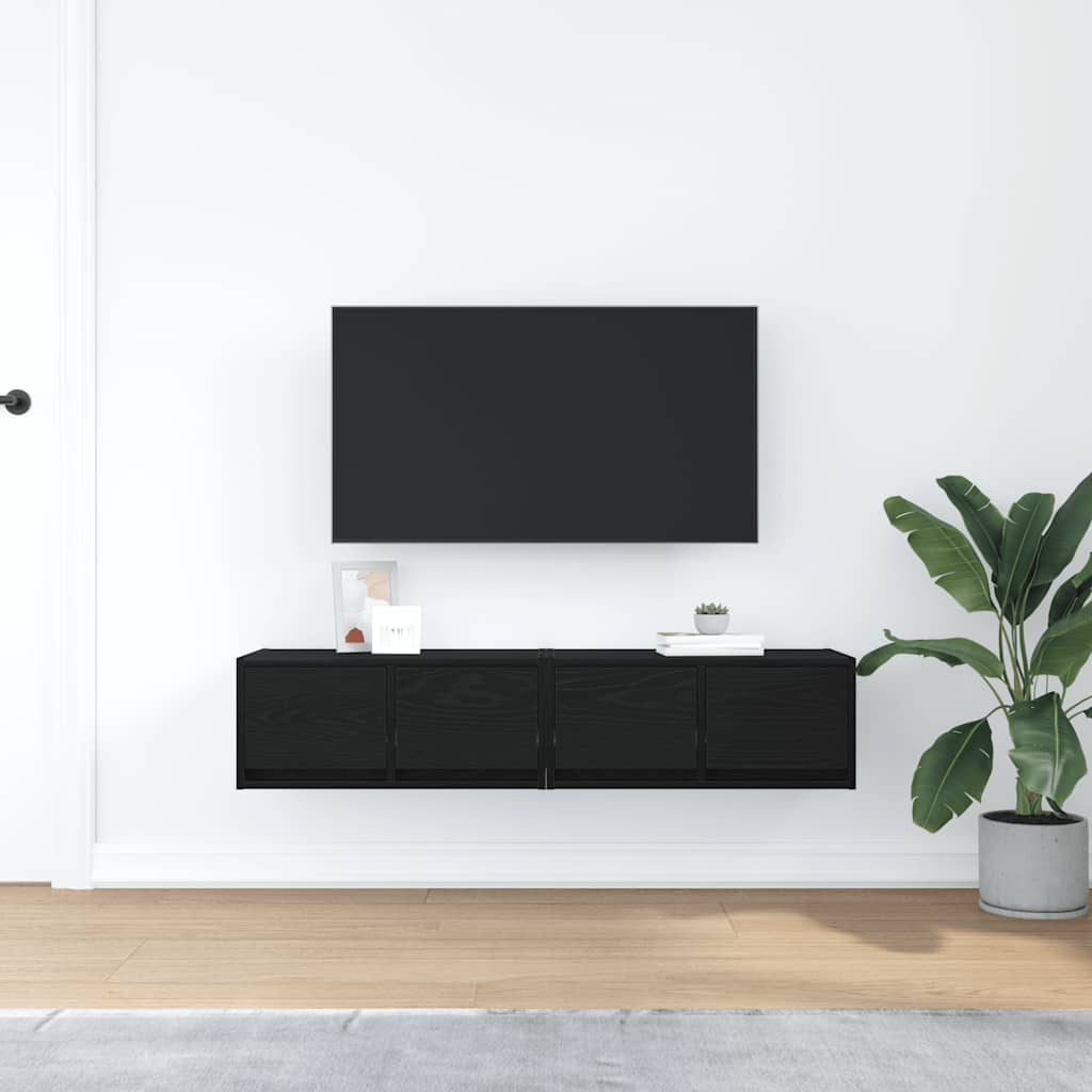Tv Skříňky 2 Ks Dub Černý 60X31X25,5 Cm Dřevěné Konstrukce