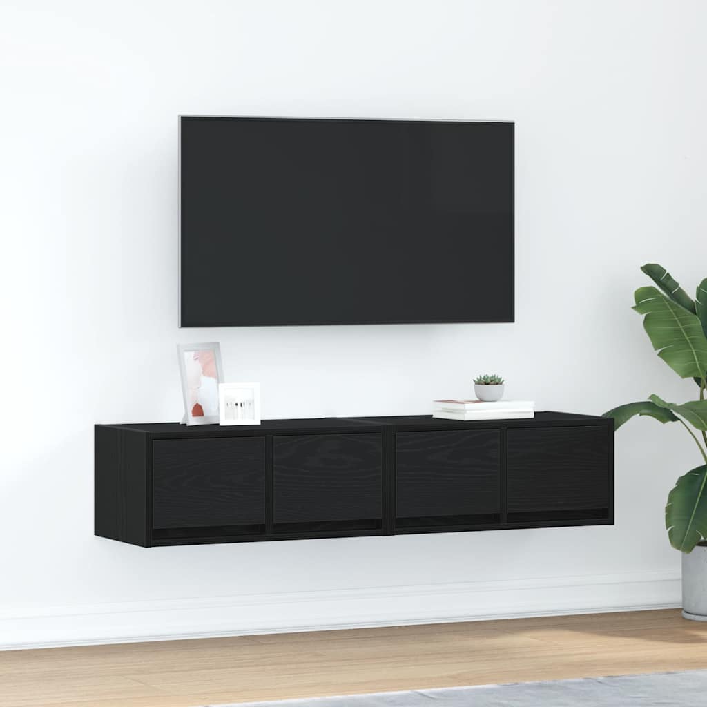 Tv Skříňky 2 Ks Dub Černý 60X31X25,5 Cm Dřevěné Konstrukce