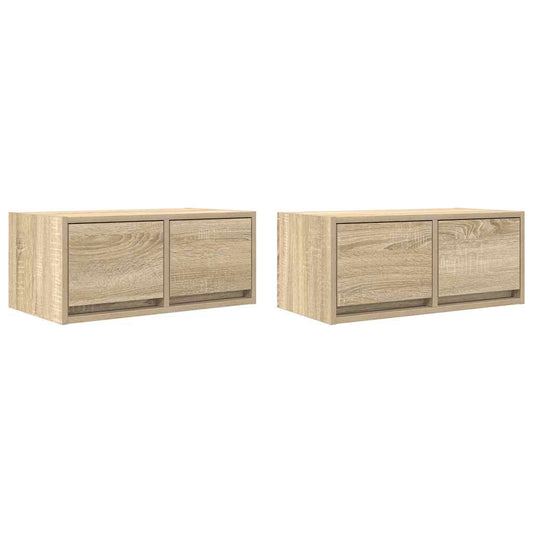 Tv Skříňky 2 Ks Dub Sonoma 60X31X25,5 Cm Dřevěné Konstrukce