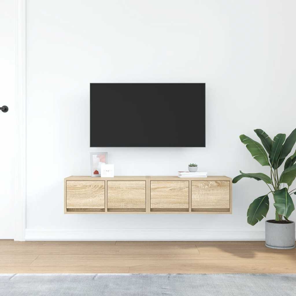 Tv Skříňky 2 Ks Dub Sonoma 60X31X25,5 Cm Dřevěné Konstrukce
