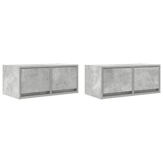 Tv Skříňky 2 Ks Betonová Šedá 60X31X25,5 Cm Dřevěná Konstrukce