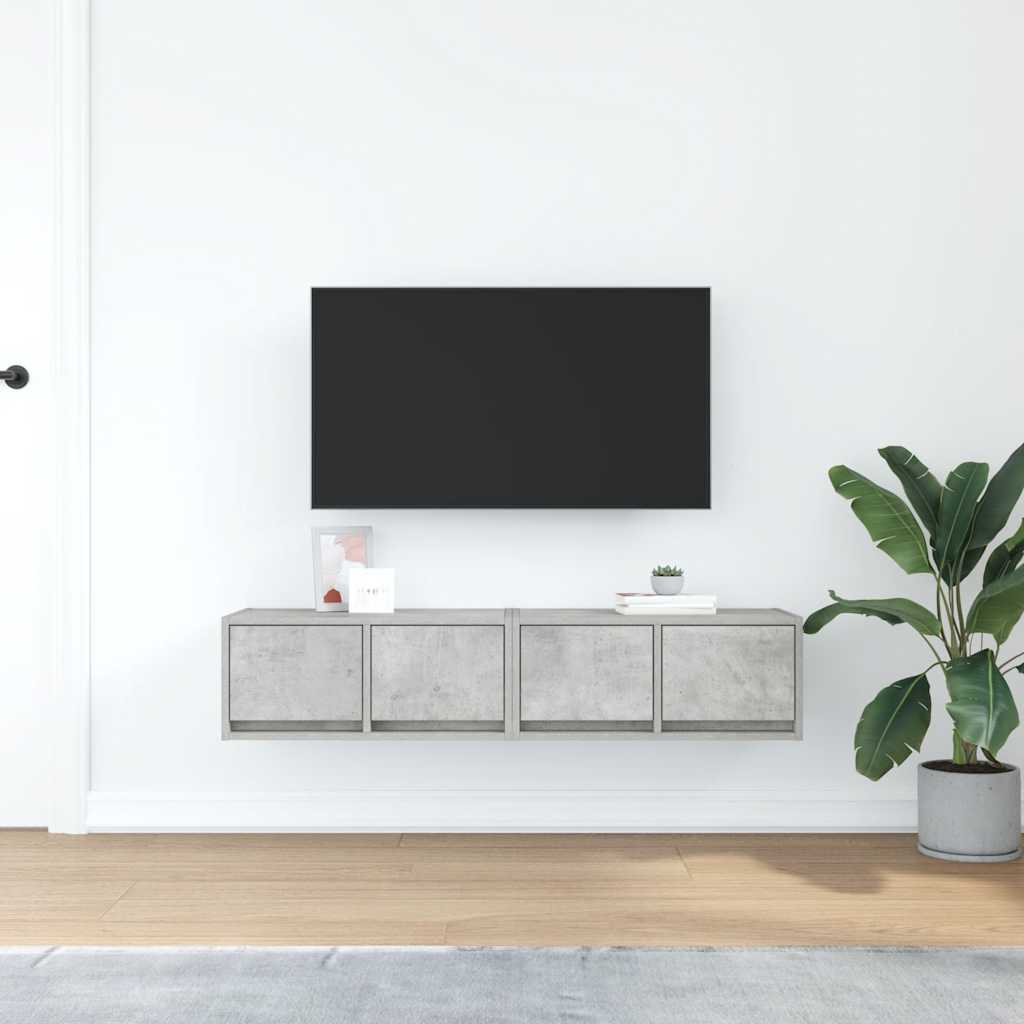 Tv Skříňky 2 Ks Betonová Šedá 60X31X25,5 Cm Dřevěná Konstrukce