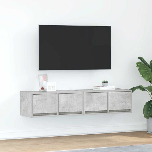 Tv Skříňky 2 Ks Betonová Šedá 60X31X25,5 Cm Dřevěná Konstrukce