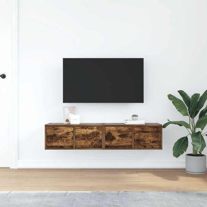 Tv Skříňky 2 Ks Kouřový Dub 60X31X25,5 Cm Dřevěné Konstrukce