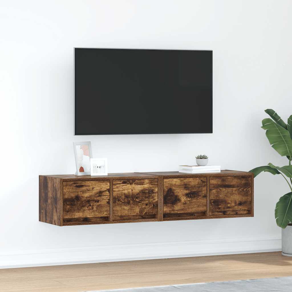 Tv Skříňky 2 Ks Kouřový Dub 60X31X25,5 Cm Dřevěné Konstrukce