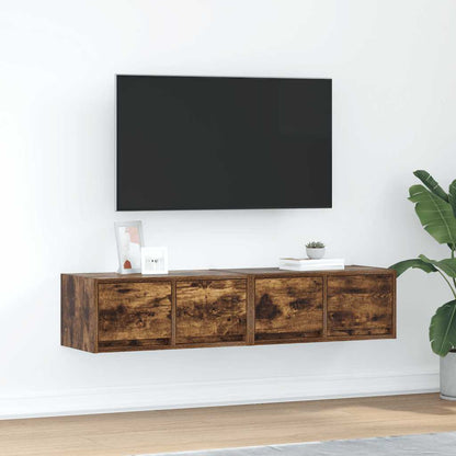 Tv Skříňky 2 Ks Kouřový Dub 60X31X25,5 Cm Dřevěné Konstrukce