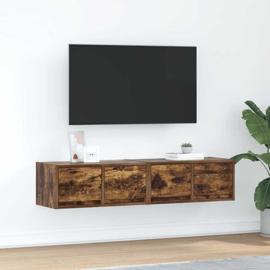 Tv Skříňky 2 Ks Kouřový Dub 60X31X25,5 Cm Dřevěné Konstrukce