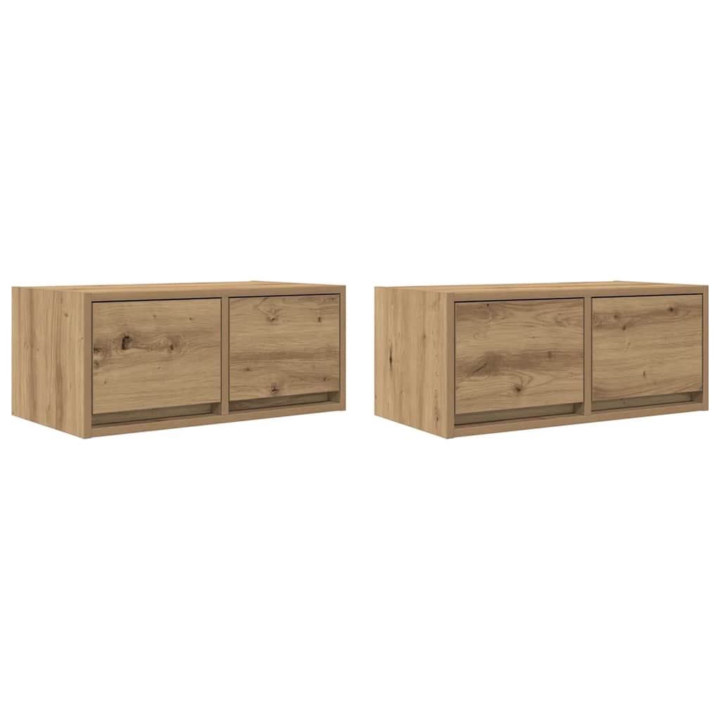 Tv Skříňky 2 Ks Dub Artisan 60X31X25,5 Cm Dřevěné Konstrukce