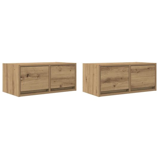 Tv Skříňky 2 Ks Dub Artisan 60X31X25,5 Cm Dřevěné Konstrukce