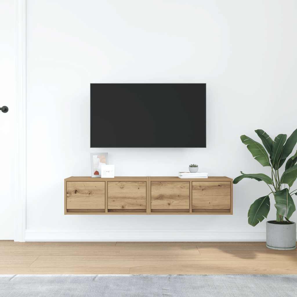Tv Skříňky 2 Ks Dub Artisan 60X31X25,5 Cm Dřevěné Konstrukce
